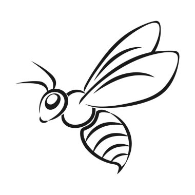 Beyaz arka plan üzerinde uçan arı