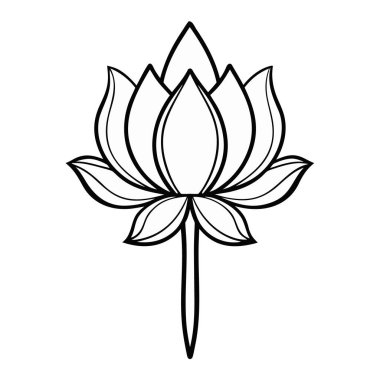 Nilüfer çiçeği ikonu. Beyaz üzerinde izole edilmiş ağ için lotus vektör simgesinin özet çizimi