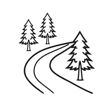 Beyaz arkaplanda izole edilmiş ağaç ikonu vektörü, şeffaf orman işareti, ağaç sembolleri, çizgi halinde siyah ana hatlı ağaçlar