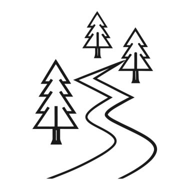 Ağaçların simgesi. Orman doğası ve orman teması. Yalnız tasarım. vektör illüstrasyonu
