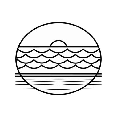 deniz dalgası yaz ikonu, dış hat tarzı