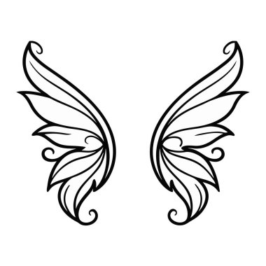 Beyaz arkaplanda dekoratif kelebeğin vektör çizimi.