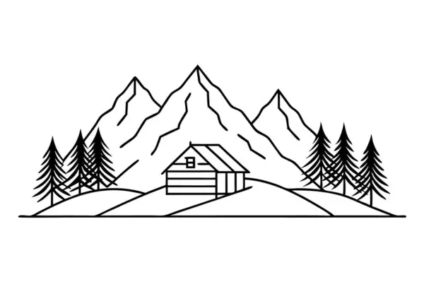 Ormanda evi ve ormanı olan bir dağ.