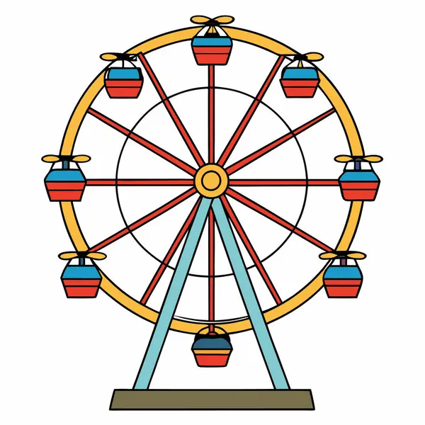 Dönme dolap ikonu. Lunapark eğlence temalı vektör illüstrasyonu