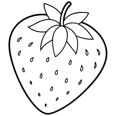 Çilekli tatlı meyve ikonu ana hatlarıyla