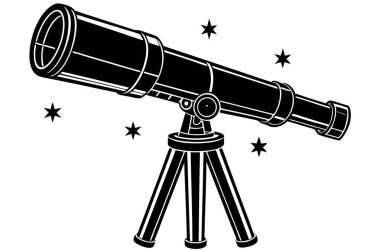 Teleskop simgesi. Web için teleskop vektör simgesinin siyah illüstrasyonu