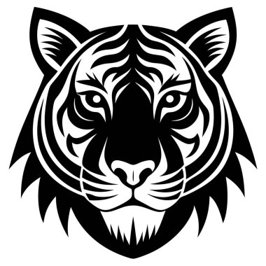 Kaplan başlı siluet. Kaplan kafası..