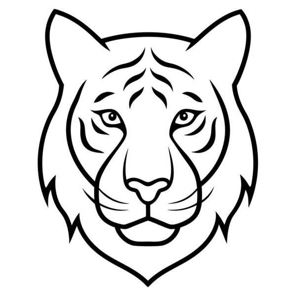 vector tiger black line art illustration