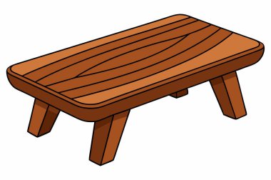 Tahta Benç beyaz arka planda izole edilmiş. Vektör illüstrasyonu.