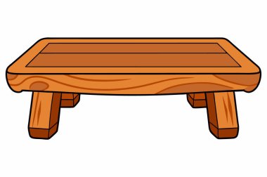 ahşap masa simgesi çizgi film vektör çizimi grafik tasarımı