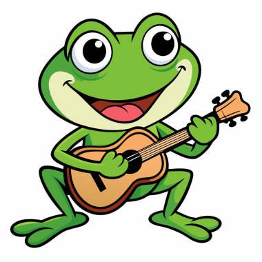 Beyaz arka planda oynayan küçük bir kurbağanın çizimi