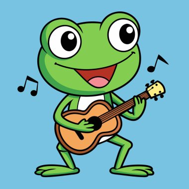 Şarkı söyleyen sevimli kurbağa.