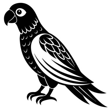 bir kuşun siyah ve beyaz vektör çizimi