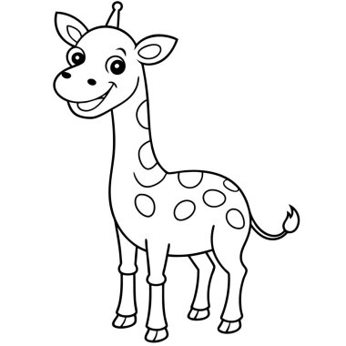 zürafa çizgi film karakter renklendirme sayfası vektörü