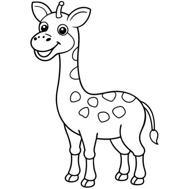 Çizgi film zürafası. çocuklar için vektör boyama kitabı