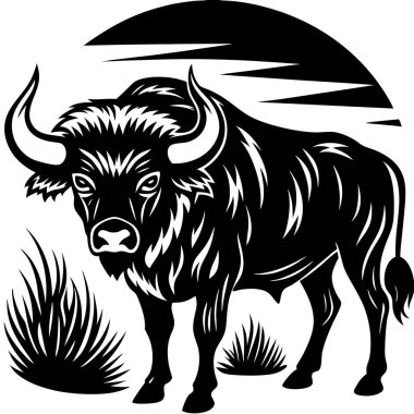 Beyaz arkaplanda vektör boğası