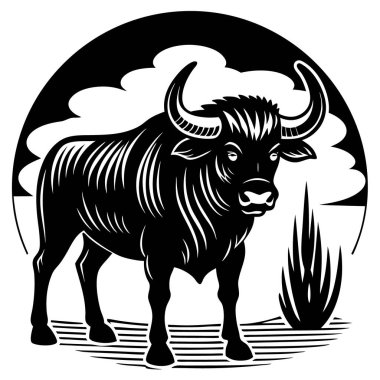 Bizon boğası, vektör illüstrasyonu