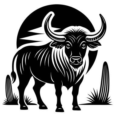 boğa başlı siyah ve beyaz renk vektör çizimleri