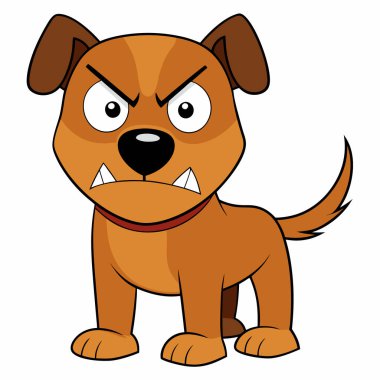 Kızgın çizgi film köpeği, beyaz üzerinde izole.