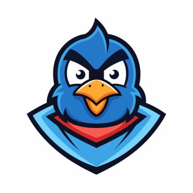 Kırmızı kurdeleli mavi kuşun vektör logosu