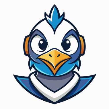 Şirin kuş maskotu logosu tasarımı.