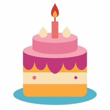 Düz stil pasta doğum günü ikonu