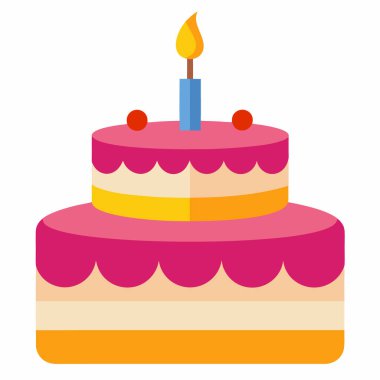 Pasta doğum günü tatlı ikonu düz stil