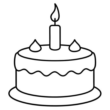 Mumlarla, vektörlerle, resimlerle dolu bir doğum günü pastası.
