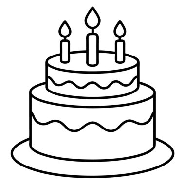 pasta doğum günü simgesi, vektör illüstrasyonu