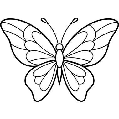 Çocuklar için kelebek boyama sayfası ya da boyama kitabı. siyah ve beyaz