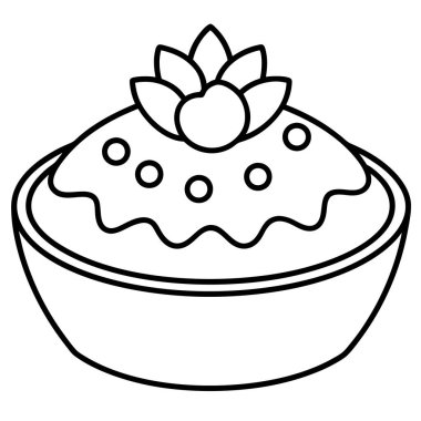 Çilekli tatlı pasta ve kiraz vektör çizimi.