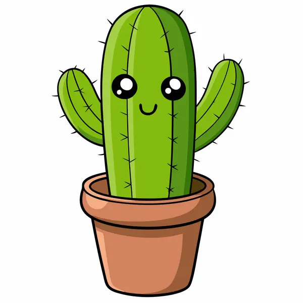 karikatür kaktüsü, beyaz arkaplanda resimleme