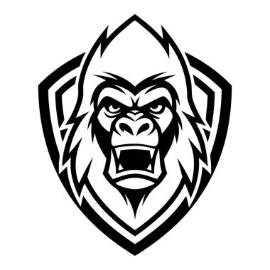 Goril logosu tasarım vektör şablonu. Maskot logosu şablonu