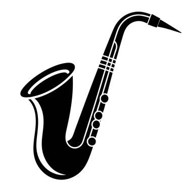 Saksafon müzik aleti simgesi, basit siyah stil
