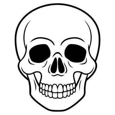Siyah çizgileri olan insan kafatası. vektör illüstrasyonu