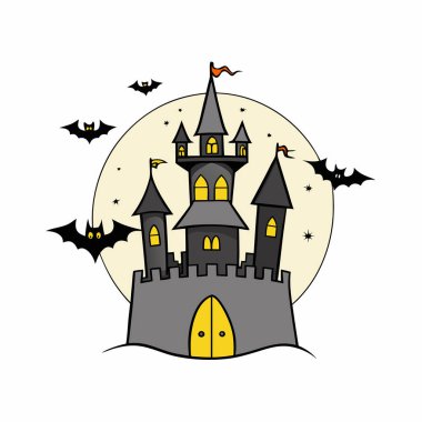 Yarasalı ve uçan cadılar bayramı şatosu