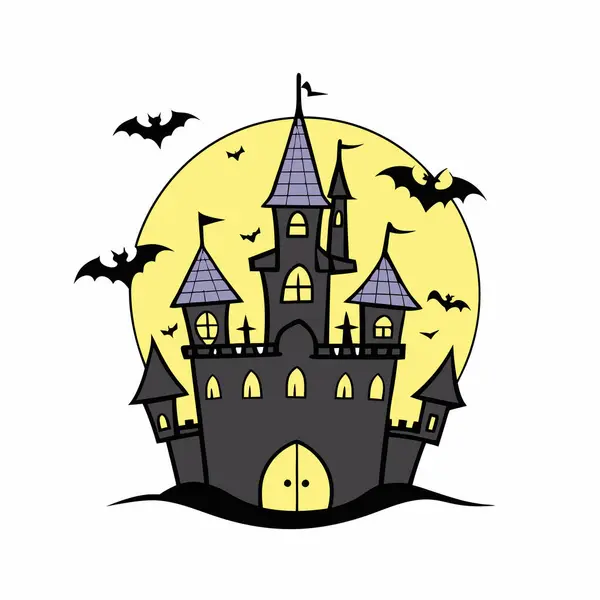 Yarasaların vektör illüstrasyon tasarımı ile Cadılar Bayramı Kalesi