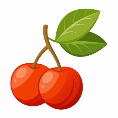 Kırmızı Kiraz simgesi. Kırmızı Kiraz vektör simgesi web için karikatür çizimi