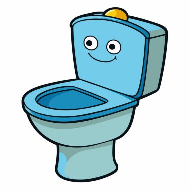 karikatür karalama mavi tuvalet