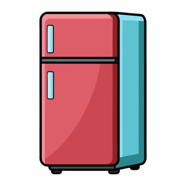 Beyaz arka planda çizgi film buzdolabı. vektör illüstrasyonu