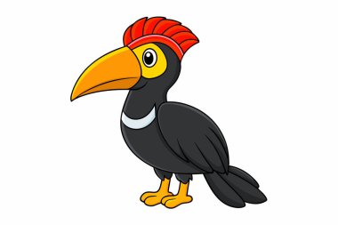 Çizgi film Toucan kuşunun vektör çizimi dal üzerinde duruyor