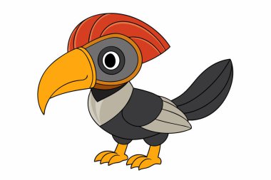 Çocuklar için beyaz zemin üzerinde şirin çizgi film kuşu, vektör illüstrasyonu