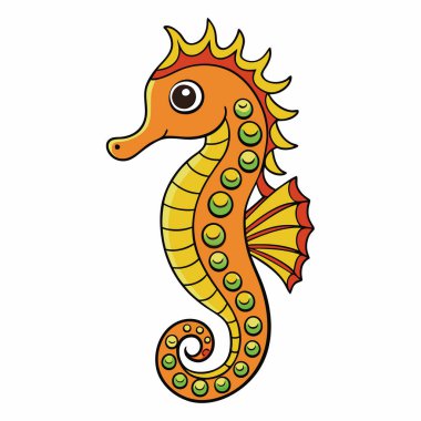 karikatür deniz atı. vektör illüstrasyonu