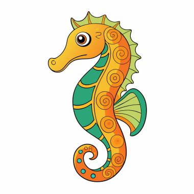 deniz yaşamı çizgi film vektör çizimi grafik tasarımı