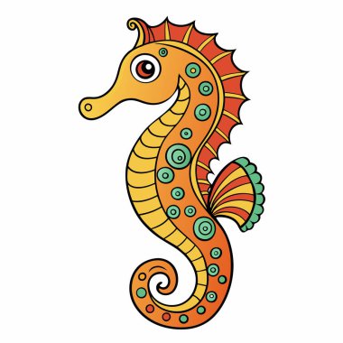 beyaz arkaplanda deniz atı çizgi filmi