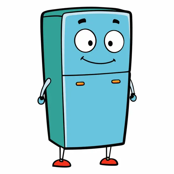 Mavi buzdolabının karikatür çizimi..