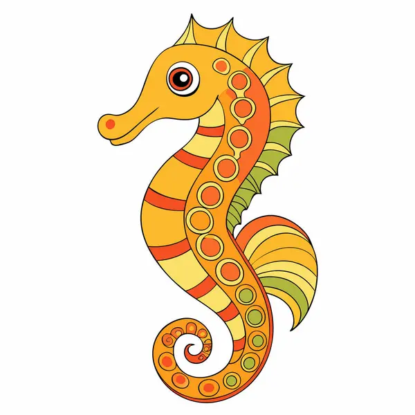 beyaz arkaplanda deniz atı çizgi filmi