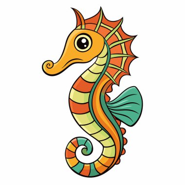 karikatür deniz atı vektör çizimi