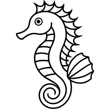 siyah beyaz çizgi film atı, vektör illüstrasyonu