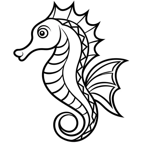 Deniz atının siyah ve beyaz vektör çizimi